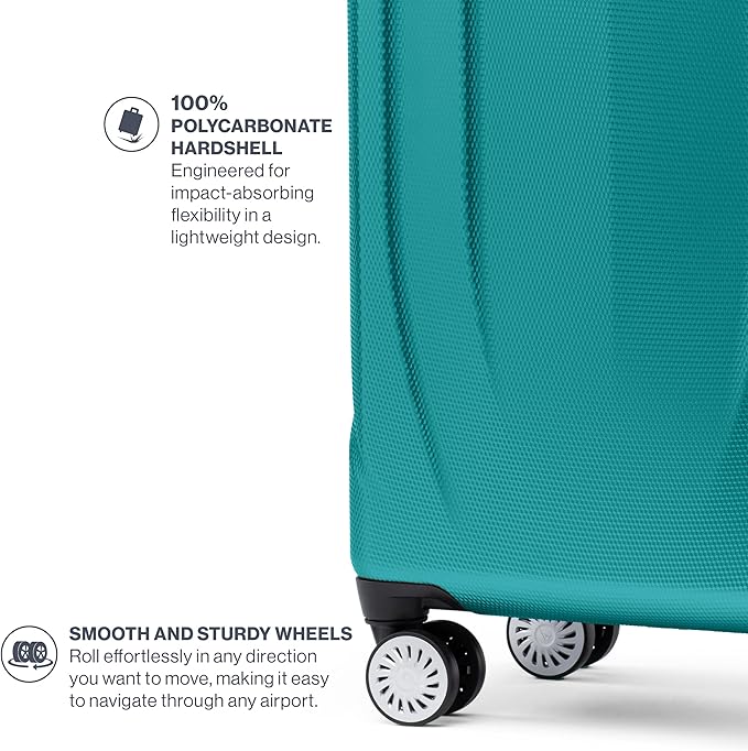 Travelpro Pathways 3 Hardside Expandable Luggage, 8 Spinner Wheels, Lightweight Hard Shell Suitcase, Checked Medium 25 Inch, Kayak Teal