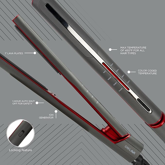 CHI Lava Glide Hairstyling Iron, Ceramic Hair Straightener for Smooth Styling & Long-Lasting Shine, Fast Heat-up for Professional Straightening, 1"