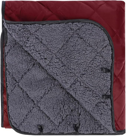 REDCAMP 79"x79" Winter Outdoor Blanket with Sherpa Lining, Waterproof & Windproof Cold Weather Blankets, Extra Thick Warm Blanket for Camping Stadium Car Dog, Machine Washable Portable Red