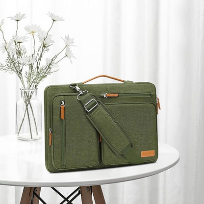 MOSISO 360 Protective Laptop Shoulder Bag,13-13.3 inch Computer Bag Compatible with MacBook, HP, Dell, Lenovo, Asus Notebook,Side Open Messenger Bag with 4 Zipper Pockets&Handle, Olive Green