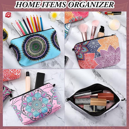 Dunzy 20 Pcs Makeup Bags Bulk Graduation Gift Cosmetic Bag Makeup with Zipper Pouch Waterproof Portable Travel Toiletry for Women Teacher Birthday Thanksgiving Christmas Gifts(Mandala)