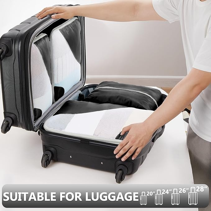 8 Set Packing Cubes for Travel, Anti-Tearing Suitcase Organizer for Luggage with Shoe & Hanging Toiletry Bag,Gifts for Women Mom,OlarHike Vacation Essentials & Accessories for Cruise Ship,Ink