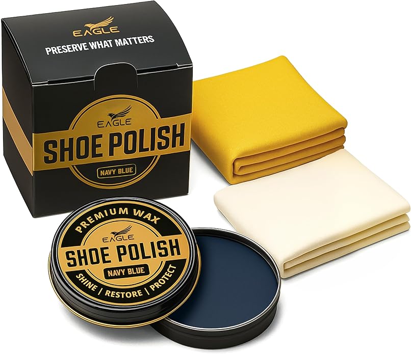 Eagle Shoe Polish Wax – Premium High-Gloss Shine – Restores Color, Covers Scuffs, Nourishes & Protects - 3-Piece Kit