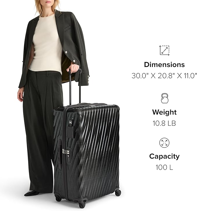 TUMI - 19 Degree Lite 4 Wheel Luggage - Lightweight and Highly Durable, Modern Contour, Hard Shell Men's and Women's Suitcase - 30" Extended Trip Packing Case, Black Graphite
