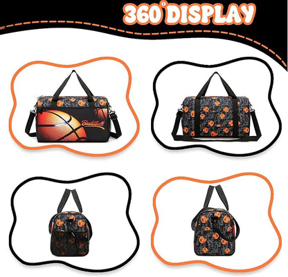 Kids Basketball Luggage with Wheels Suitcases Travel Softside Suitcases 16" Carry on Suitcase with Duffle Bag Luggage Sets Airline Approved