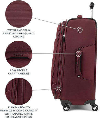 Travelpro Maxlite 5 Softside Expandable Luggage with 4 Spinner Wheels, Lightweight Suitcase, Men and Women, Burgundy, 2-Piece Set (21/29)