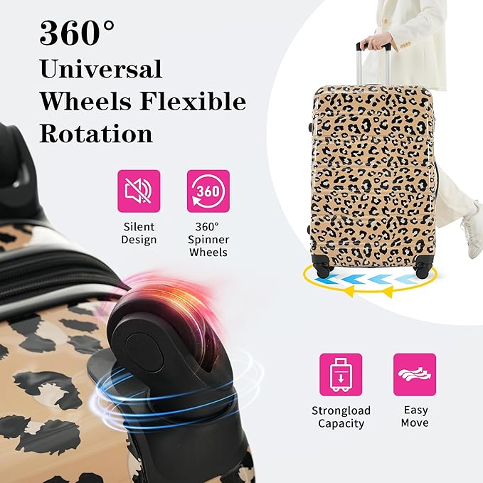 Luggage Sets 3 Piece Durable Suitcase Set with Spinner Wheels, 3 Pcs Hardside Lightweight luggage with TSA Lock, Large Checked Travel Suitcases