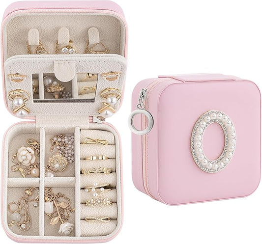 Birthday Gifts For Women, Initial Jewelry Box, Travel Jewelry Case, Gifts for Wife Girlfriend, Small Travel Jewelry Organizer, Gift for Girls, Graduation Gifts for Her, Bridesmaid Gifts