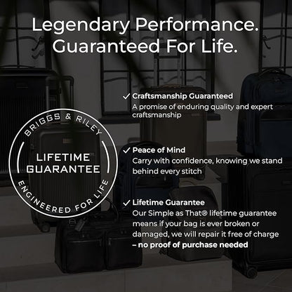 Briggs & Riley Global 21" Carry On Expandable Spinner - Luggage for International Travel, Suitcases with Wheels, Softside Rolling Bag for Men & Women, Self-Repairing Zipper - Baseline Collection, Navy