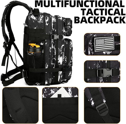 25L Tactical Backpack for Men and Women Military Backpack Small Assault Pack Molle Backpack Bug Out Bag Travel Rucksack Daypack (Black Lightning)