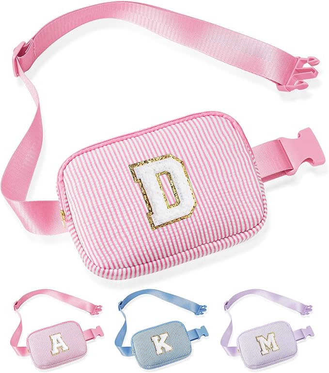 YOOLIFE Birthday Gifts for Kids - Initial Crossbody Bags for Kids Belt Bag Small Cross Body Bag for Woman Travel Gifts Birthday Gift for 4 5 6 7 8 9 10 11 12 Year Old Girls Pink D