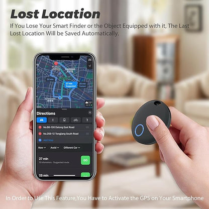 Air Tracker, Key Finder Compatible for Both iOS and Android, Bluetooth Smart Tag with Holder for Keys, Luggage, Suitcases, Pets, Dog Cat Collar, Worldwide Tracking Tag 2 Pack, Black
