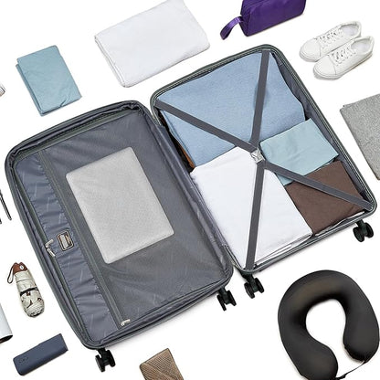 LARVENDER Luggage Sets 5 Piece, PP Hardshell Suitcase Set, Carry on Luggage Set, Expandable Travel Luggage Set with TSA Lock, Large Suitcase with Spinner Wheels for Women Men(GREY/20/24/28/DB/TB)