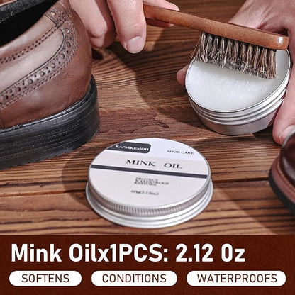 12Pcs Shoe Polish Kit, Horsehair Brush Shoe Shine Kit For men, Shoes Boots Care Brushes Polish Kit
