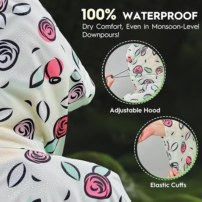 Bruvoalon 3-in-1 Rain Poncho with 1/4 Zip & Chest Pocket, Waterproof, Sunshade, Ground Mat for Adults & Youth Emergency
