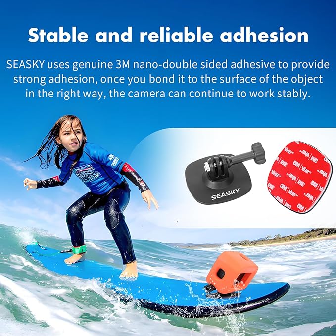 SEASKY Floating Floaty Protector Case & A1 Flexible Adhesive Mount Kit Accessories for Gopro Hero 13/12/11//10/9 Black Sports Action Camera