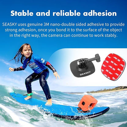 SEASKY Floating Floaty Protector Case & A1 Flexible Adhesive Mount Kit Accessories for Gopro Hero 13/12/11//10/9 Black Sports Action Camera