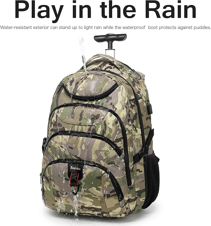 Boavan Rolling Backpack,17 inch Water Resistant Wheeled Backpack,Carry on Luggage Business Bag, Overnight College Computer Bag Trolley Suitcase for Men Women Adults to Travel