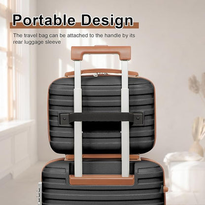 Joyway Luggage Set 3 Piece Suitcase Sets with Spinner Wheel,Hardside Expandable Travel Laggage with TSA Lock (13/20/24/28 Black brown