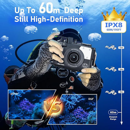 Sea Frogs Waterproof Camera Housing Compatible with Olympus TG-6 IPX8 60m/196ft Maximum Diving Depth Underwater Camera Case for Diving, Surfing, Rowing, Skiing, Black