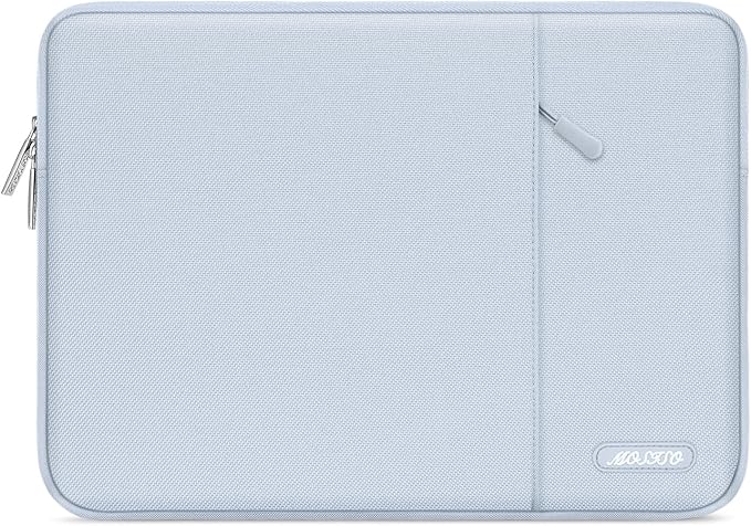 MOSISO Laptop Case 16 inch, 15-15.6 inch Laptop Sleeve Compatible with MacBook Pro 16 M4 M3 M2 M1, HP Acer Dell Lenovo ASUS Notebook, Polyester Vertical Computer Sleeve Bag with Pocket, Baby Blue