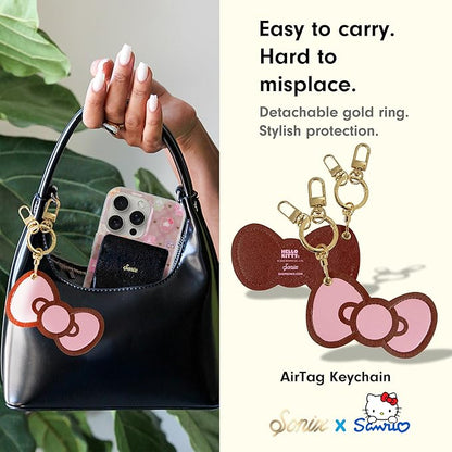 Sonix Keychain Case Compatible with Apple AirTag | Protective AirTag Cover Keychain Charm (Hello Kitty Pink Bows)