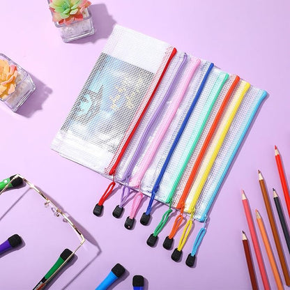 Jetec 32 Pcs Mesh Zipper Bags Toy Storage Bikini Organizer Bag Bolsas Para Guardar Trajes De Bano Waterproof Zipper Reusable Pouch Puzzle Multipurpose for Storage Office(Cute Color,9.5 x 4.5 Inch)