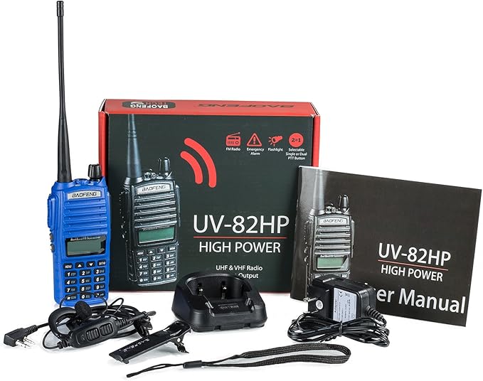BaoFeng UV-82HP (Blue) High Power Dual Band Radio: 136-174mhz (VHF) 400-520mhz (UHF) Amateur (Ham) Portable Two-Way
