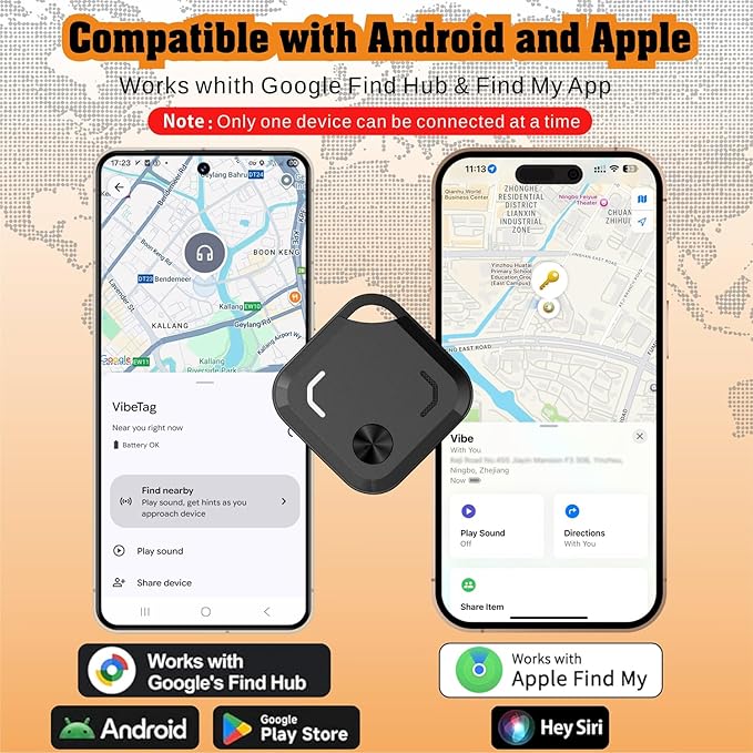 2025 New Android Air Tracker Tags-4 Pack for Both iOS & Android Phones, Dual System Bluetooth Tracker Compatible with Apple Find My (iOS) & Google Find Hub (Android) Device for Luggage, Keys, Backpack