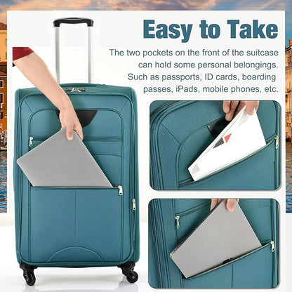 Luggage Sets 5 Piece Softside Expandable Lightweight Durable Softshell Suitcase Sets Spinner Wheels TSA Lock