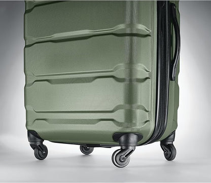 Samsonite Omni PC Hardside Expandable Luggage with Spinner Wheels, Checked-Large 28-Inch, Army Green