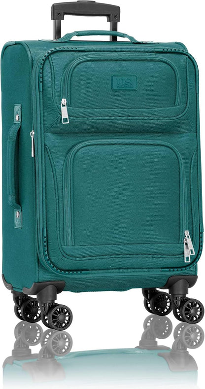 U.S. Traveler Rio Lightweight Softside Rolling Carry-on Suitcase, 4-Wheel Single, Teal