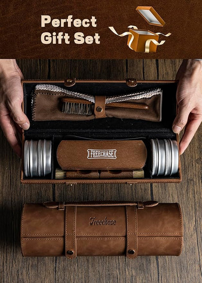 Leather Shoe Polish Kit For Men - 13 PC Shoe Shine Kit, Leather Boot Care, Shoe Care Kit As Birthday Anniversary Gift For Cool Men Women Him Her Friend Parent Husband