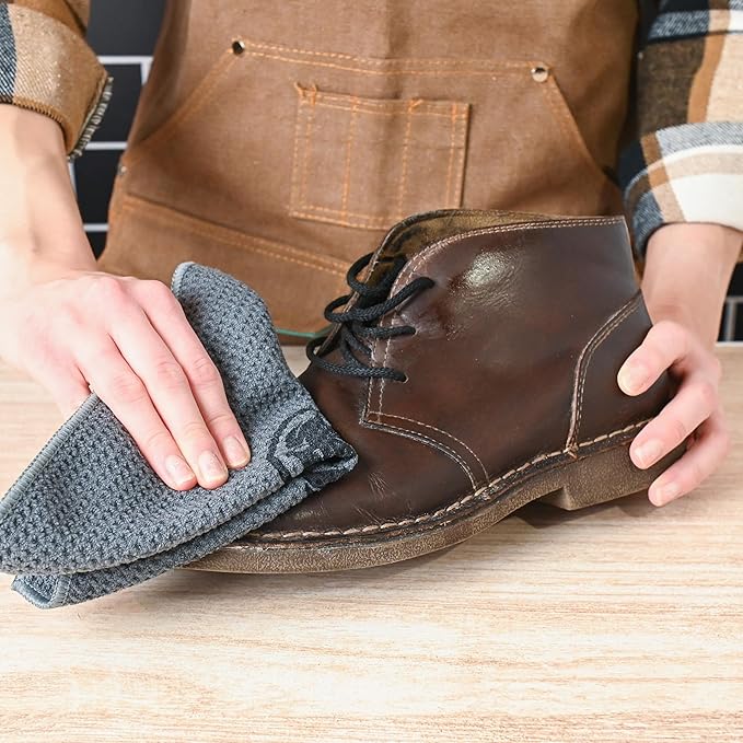 Leather Boot Care Kit - Made in USA (Not China) - Boot Oil, Waterproofer, Cleaning Scrub for Boots (Like Saddle Soap), Brushes and Cloth - Do NOT use Mink Oil (Love Animals) - All Natural Ingredients