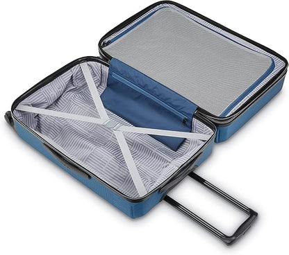 American Tourister Stratum XLT Expandable Hardside Luggage with Spinner Wheels, Blue Spruce, Checked-Large 28-Inch