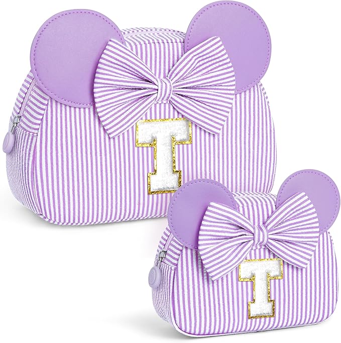 Christmas Gifts | Personalized Initial Makeup Bag | Purple Cosmetic Bags Travel Bag | 8 9 10 11 12 13 14 15 16 Years Old Girl Gift Teen Girl Kids Gifts Trendy Stuff T