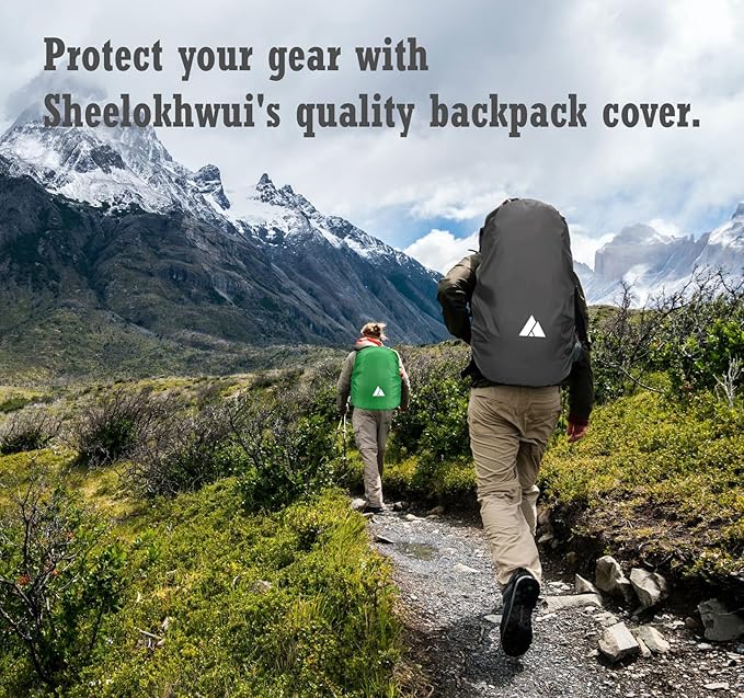 Waterproof Backpack Rain Cover (15-90L), Heavy-Duty Nylon Pack Cover with Upgraded Double Adjustable Closure System and a Carry Pouch for Hiking, Cycling. Durable and Lightweight.