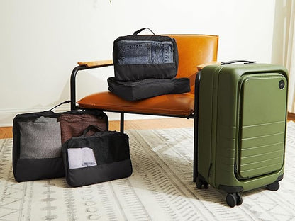 Covermates Packing Cube Set - Premium Polyester - Dual Zipper Pulls - Carrying Handle - Front Mesh Window - Travel Organization, Black