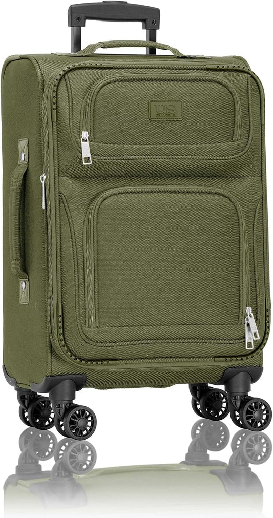 U.S. Traveler Rio Lightweight Softside Rolling Carry-on Suitcase, 4-Wheel Single, Green