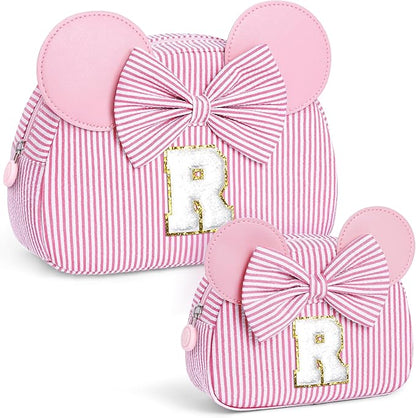 Initial Makeup Bag | Makeup Bags | Travel Cosmetic Bag | Birthday Gifts for Girls | Christmas Gifts for Kids | Birthday Gift for 4 5 6 7 8 9 10 11 12 13 Years Old Girl | Pink R