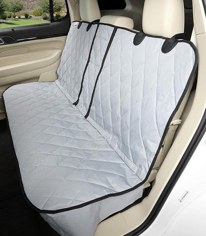 4Knines Dog Seat Cover for Back Seat, Heavy Duty Waterproof Rear Seat Protector for Small Trucks, SUVs, Cars - Fits 60/40 Split Bench with Middle Seat Belt, Non-Slip Dog Backseat Cover (Regular, Grey)