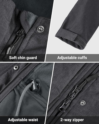 Outdoor Ventures Women's Lightweight Waterproof Fleece Lined Hooded Softshell Rain Jacket, Warm Windbreaker Long Coat
