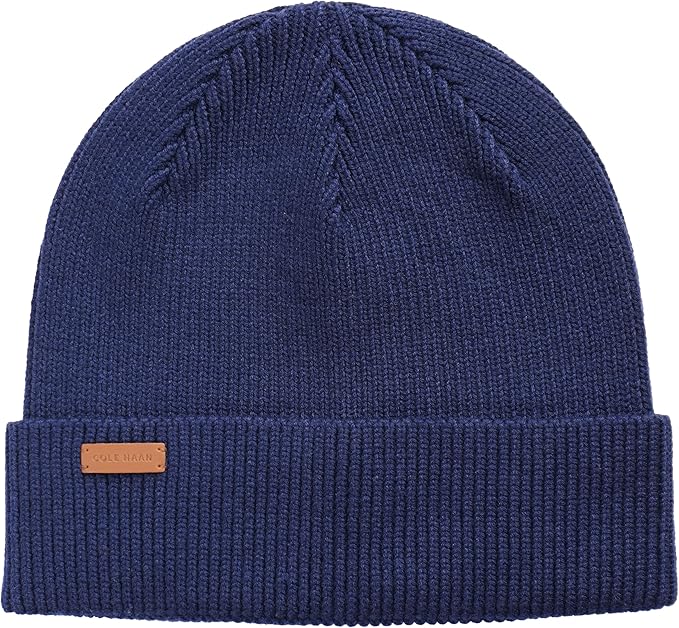 Cole Haan Men's Heritage Rib Cuff Wool Beanie Hat, One Size