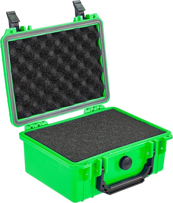 Eylar Protective Camera Hard Case Water & Shock Proof w/Foam, TSA Standards 9.12 inch 7.56 inch 4.37 inch (Neon Green)