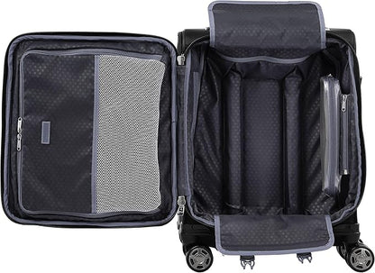 Travelpro Platinum Elite Softside Expandable Carry on Luggage, 8 Wheel Spinner Suitcase, USB Port, Men and Women, International, Shadow Black, Carry On 19-Inch