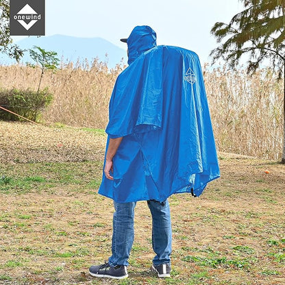 onewind Hooded Rain Poncho, Silnylon Rain Coat Versatile Survival Shelter Waterproof Breathable Lightweight Poncho