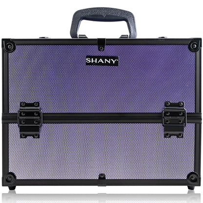 SHANY Essential Pro Makeup Train Case Cosmetic Box Portable Makeup Case Cosmetics Beauty Organizer Jewelry storage with Locks, Multi Compartments Makeup Box and Shoulder Strap - Lily