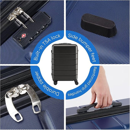 OLIXIS 24 Inch Luggage, Hardside Suitcase with Spinner Wheels, Lightweight ABS Hard Shell Checked Luggage, TSA Approved Lock, Expandable Medium Suitcase for Travel & Business–Blue