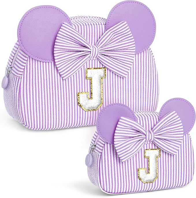 Christmas Gifts for Girls Kids - Birthday Gifts for 3 4 5 6 7 8 9 10 11 Years Old Girl Initial Makeup Bags | Travel Cosmetic Bag | Stocking Stuffers for Girls Teen Daughter Sister Purple J