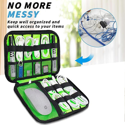 Electronics Organizer,Travel Cord Organizer Pouch, Portable Cable Organizer Bags,Travel Electronic Accessories Storage Case for Cables, Cords, Charger, Phone (Black)